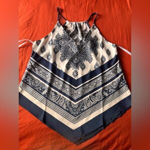 Bwear Navy and Cream Patterned Top